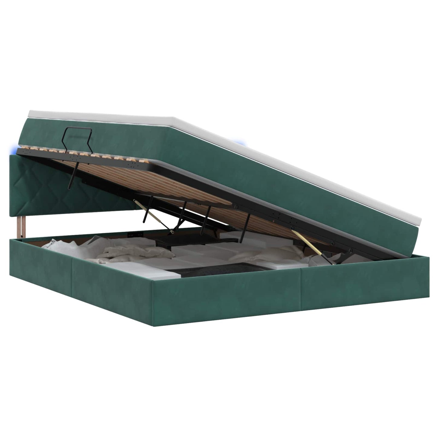 Letto con contenitore LED e materasso Verde Scuro 180 x 200 cm | homemem39