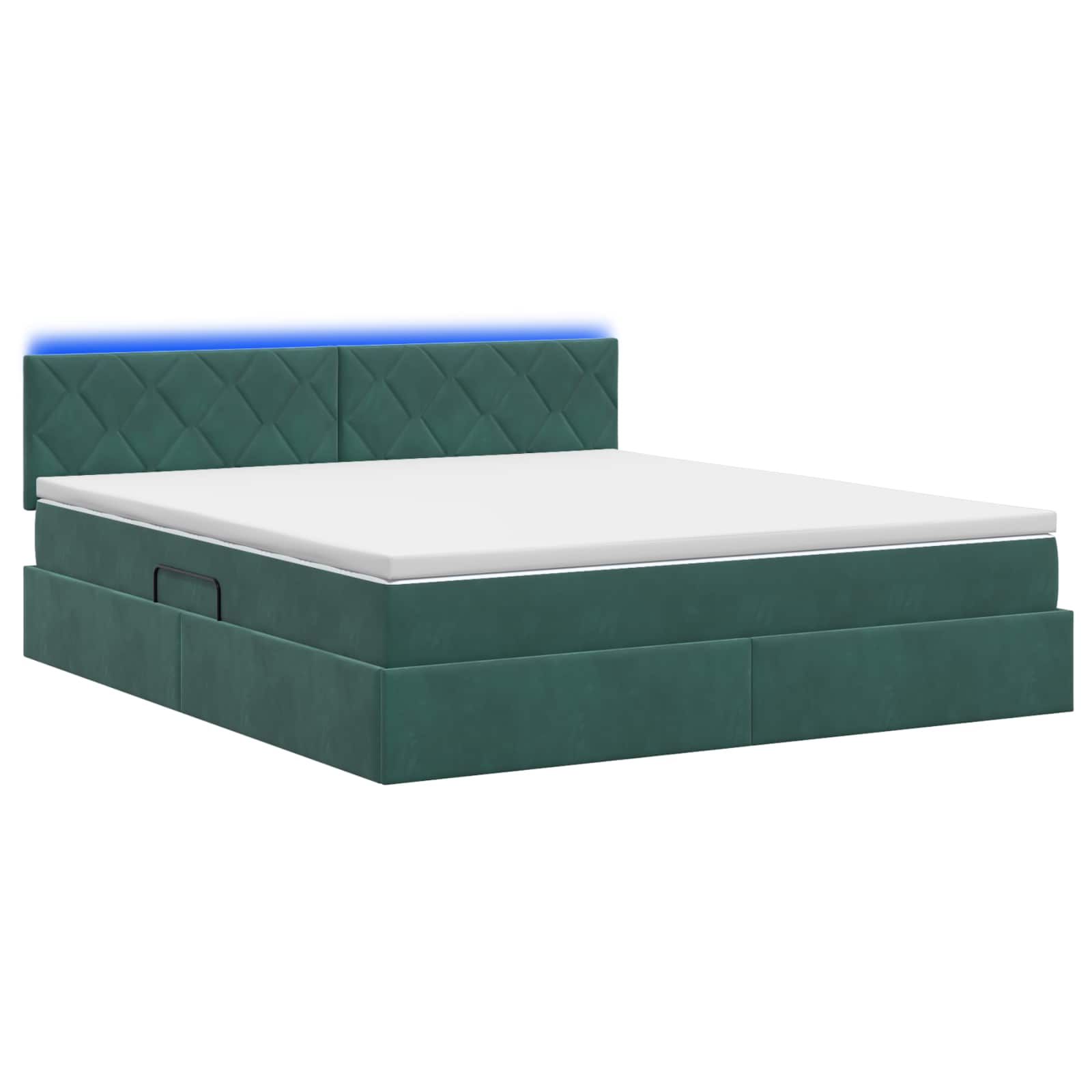 Letto con contenitore LED e materasso Verde Scuro 180 x 200 cm | homemem39