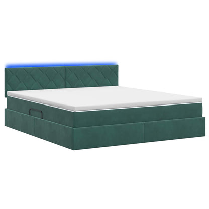 Letto con contenitore LED e materasso Verde Scuro 180 x 200 cm | homemem39