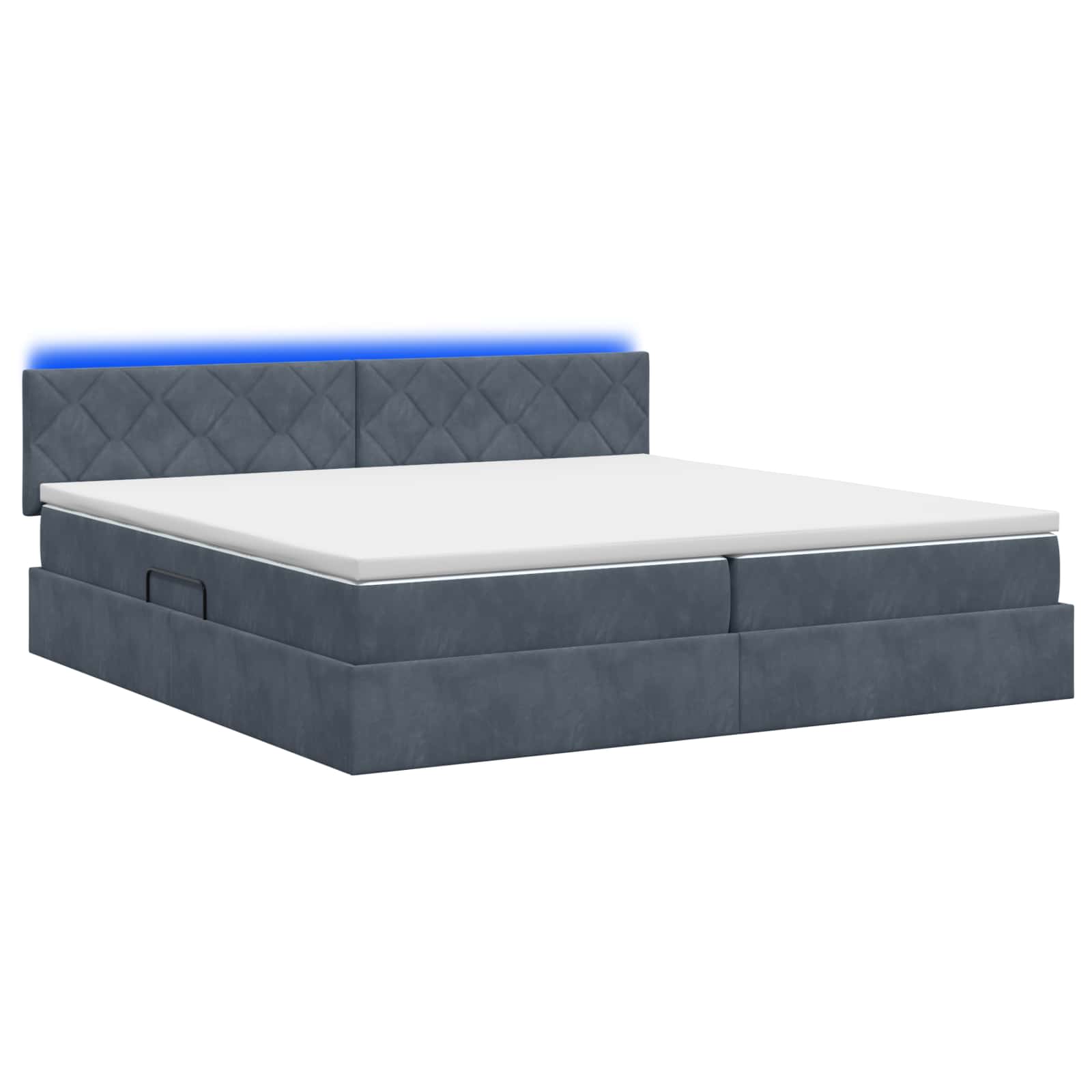 Letto con contenitore LED e materasso Grigio Scuro 200 x 200 cm | homemem39