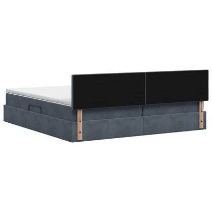 Letto con contenitore LED e materasso Grigio Scuro 200 x 200 cm | homemem39