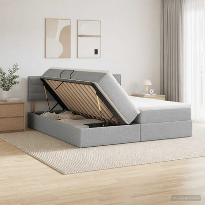 Letto con Contenitore 2 pz Grigio Chiaro Pelle Sintetica