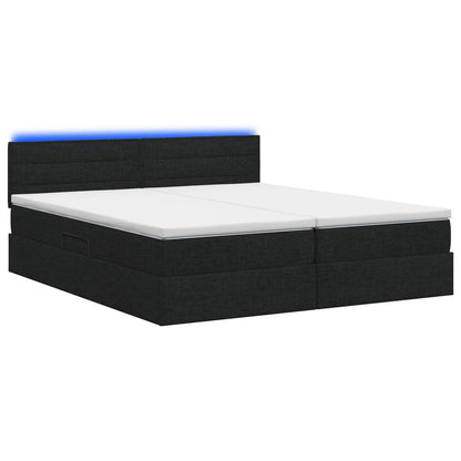 Letto con contenitore LED e materasso Nero 180 x 200 cm Tessuto