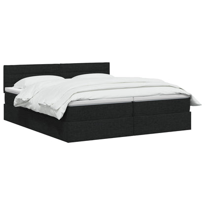 Letto con contenitore LED e materasso Nero 180 x 200 cm Tessuto