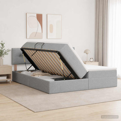 Letto con Contenitore 2 pz Grigio Chiaro Pelle Sintetica