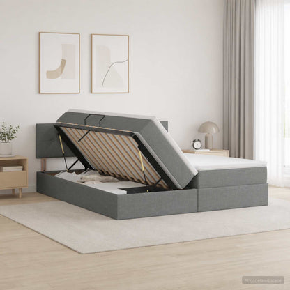 Letto con contenitore LED e materasso Grigio Scuro 180 x 200 cm | homemem39
