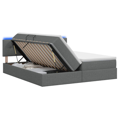 Letto con contenitore LED e materasso Grigio Scuro 180 x 200 cm