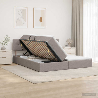 Letto con contenitore LED e materasso Tortora 200 x 200 cm | homemem39
