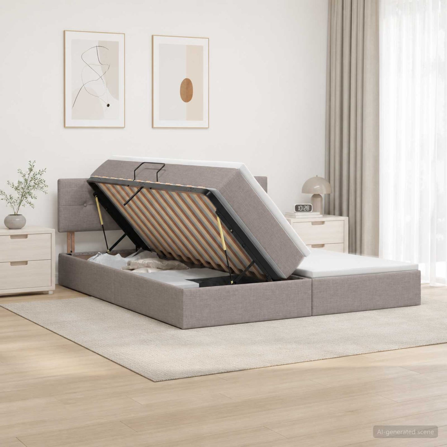 Letto con Contenitore con testiera 2 pz Tortora Pelle Sintetica | homemem39
