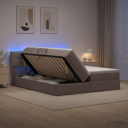 Letto con contenitore LED e materasso Tortora 200 x 200 cm | homemem39