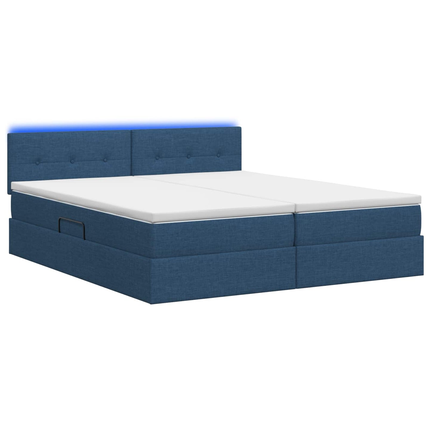 Letto con contenitore LED e materasso Blu 200 x 200 cm Tessuto