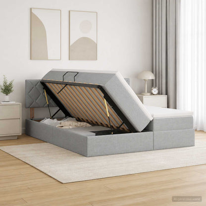 Letto con Contenitore 2 pz Grigio Chiaro Pelle Sintetica