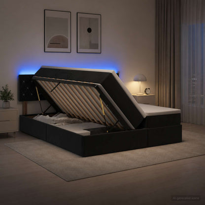 Letto con contenitore LED e materasso Nero 180 x 200 cm Velluto