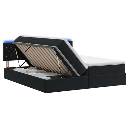 Letto con contenitore LED e materasso Nero 180 x 200 cm Velluto