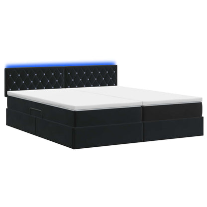 Letto con contenitore LED e materasso Nero 180 x 200 cm Velluto | homemem39