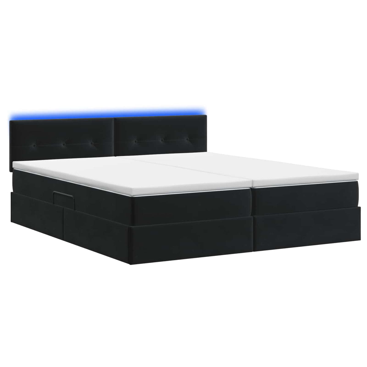 Letto con contenitore LED e materasso Nero 180 x 200 cm Velluto | homemem39