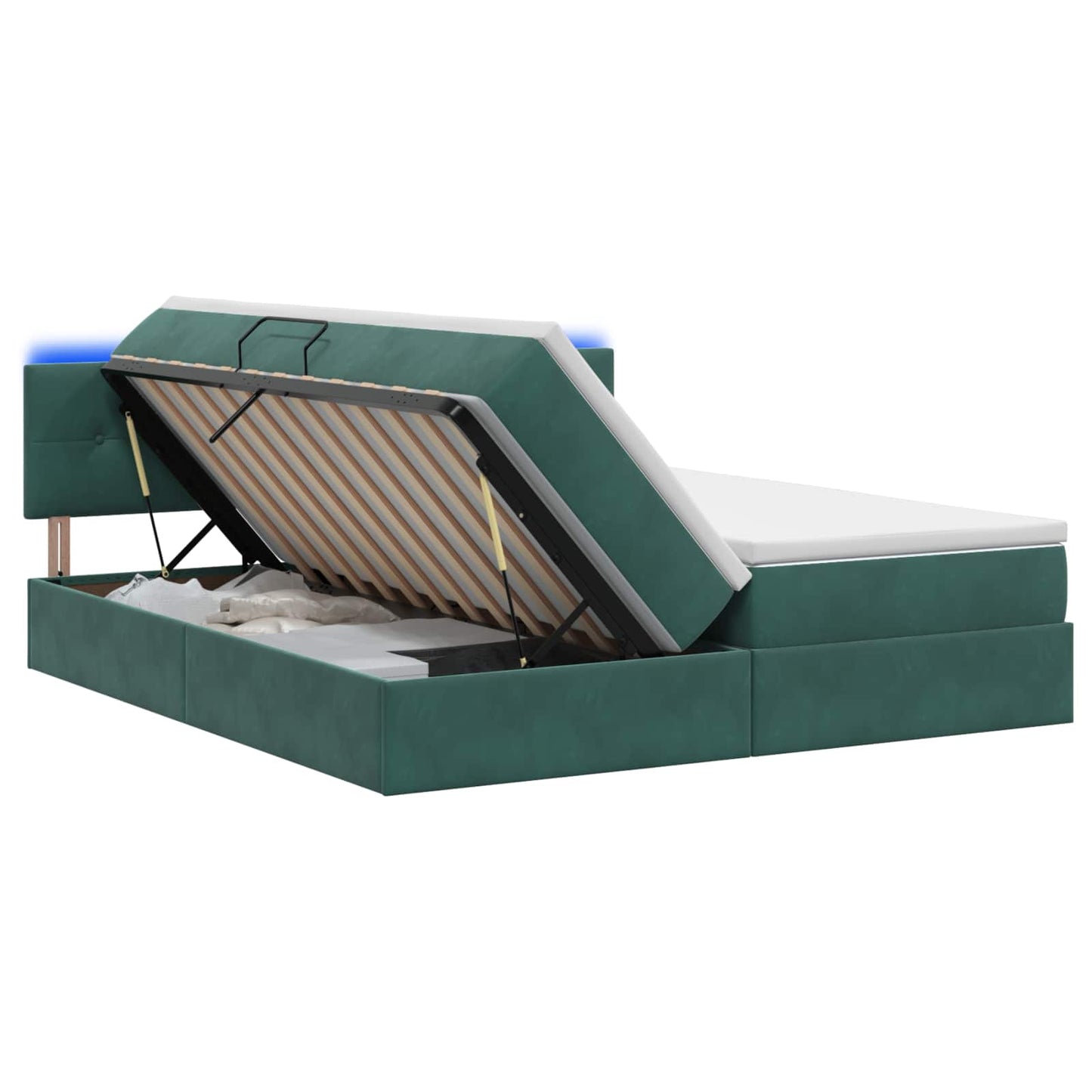 Letto con contenitore LED e materasso Verde Scuro 180 x 200 cm