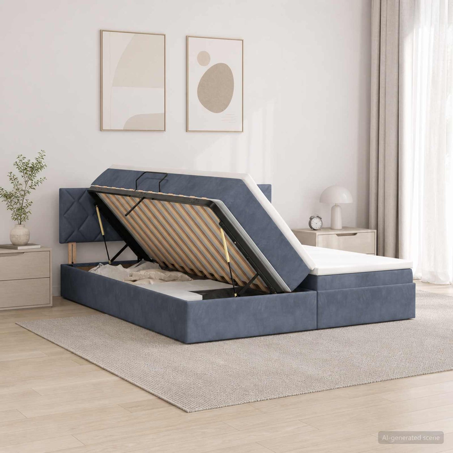 Letto con contenitore LED e materasso Grigio Scuro 200 x 200 cm | homemem39