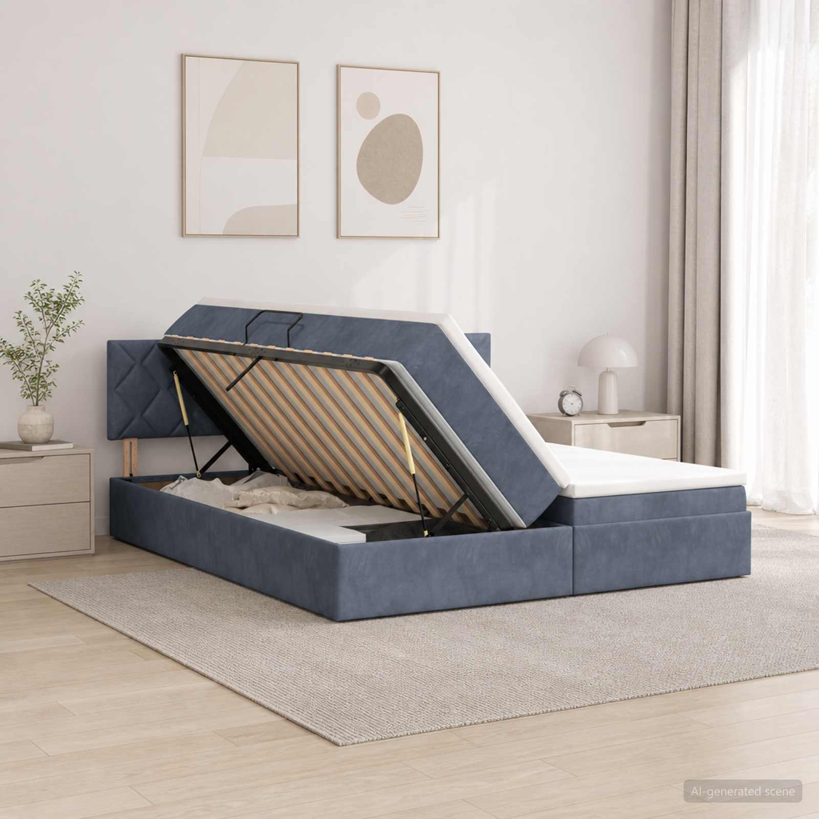 Letto con contenitore LED e materasso Grigio Scuro 200 x 200 cm | homemem39
