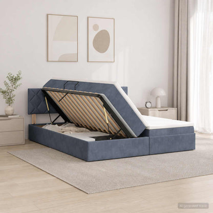 Letto con contenitore LED e materasso Grigio Scuro 200 x 200 cm | homemem39