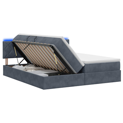 Letto con contenitore LED e materasso Grigio Scuro 200 x 200 cm