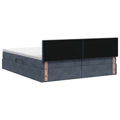 Letto con contenitore LED e materasso Grigio Scuro 200 x 200 cm | homemem39