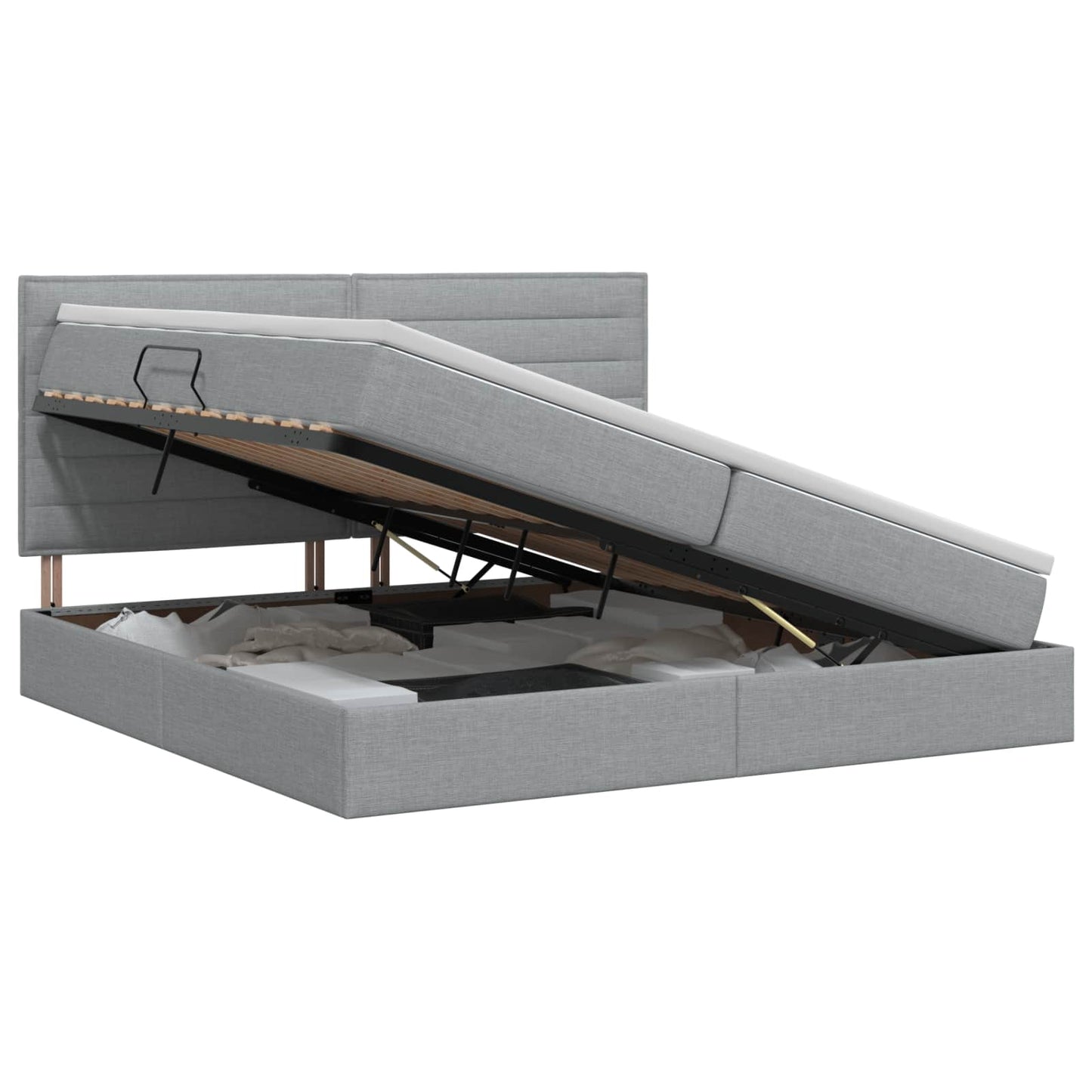 Letto con contenitore e materasso Grigio Chiaro 200 x 200 cm