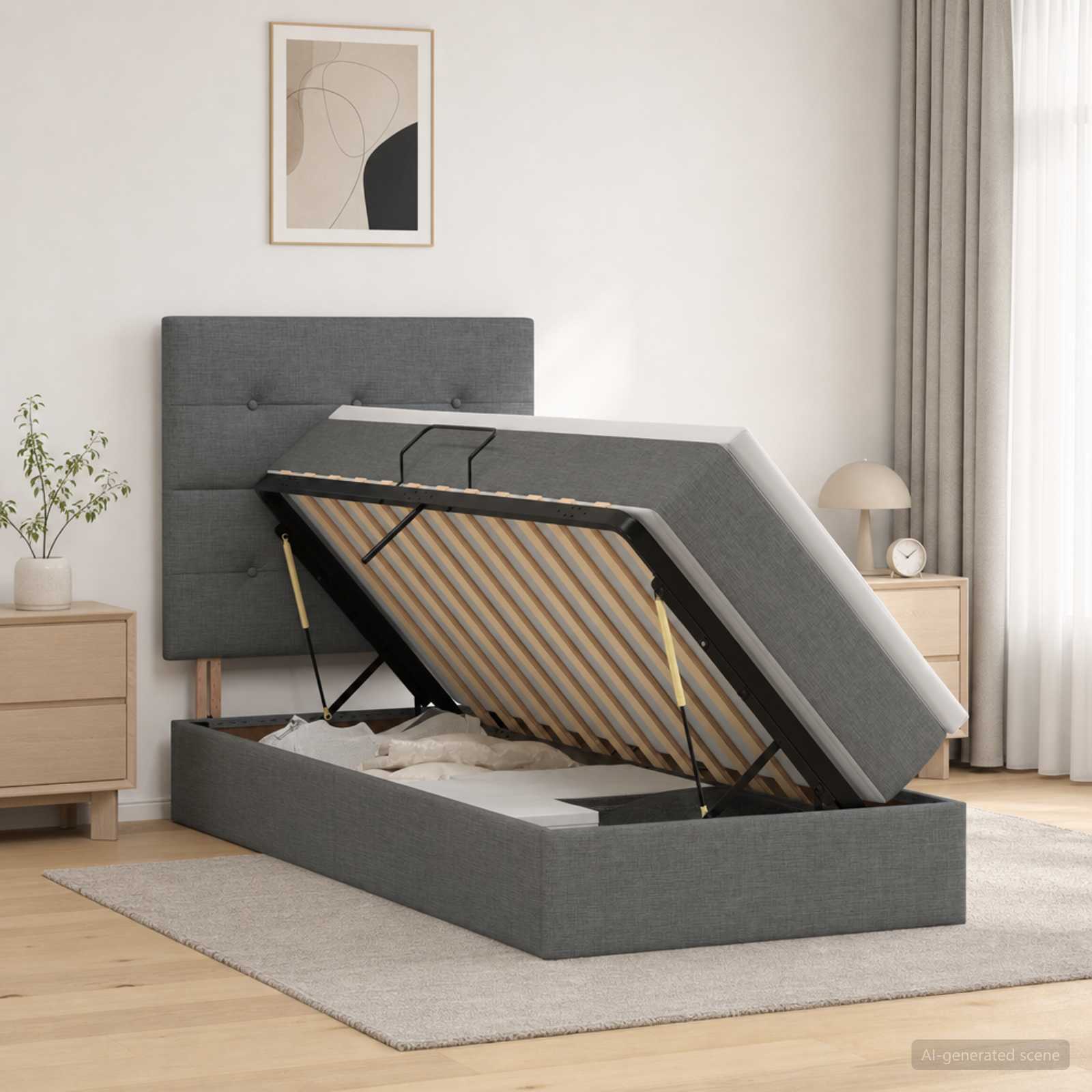 Letto con contenitore LED e materasso Grigio Scuro 90 x 200 cm | homemem39