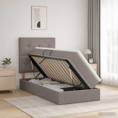 Letto con contenitore e materasso Tortora 100 x 200 cm Tessuto | homemem39