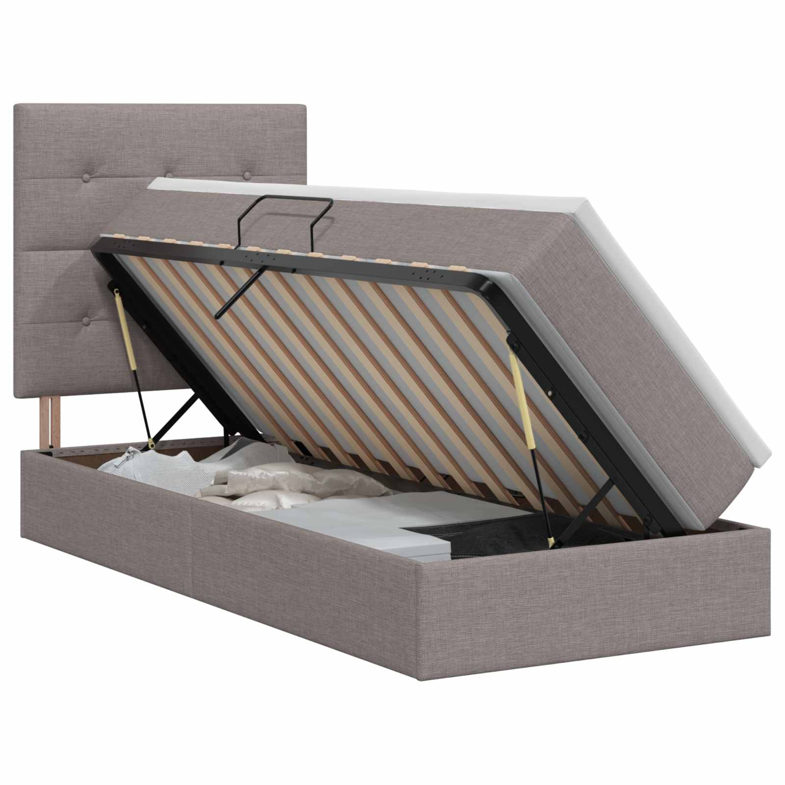 Letto con contenitore e materasso Tortora 100 x 200 cm Tessuto | homemem39