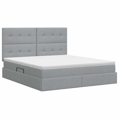 Letto con contenitore e materasso Grigio Chiaro 180 x 200 cm