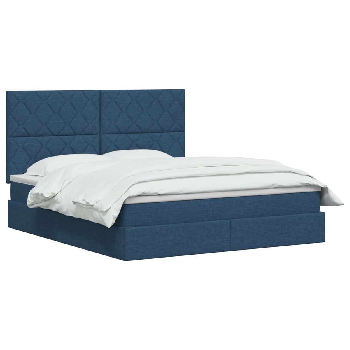 Letto con contenitore e materasso Blu 140 x 200 cm Tessuto