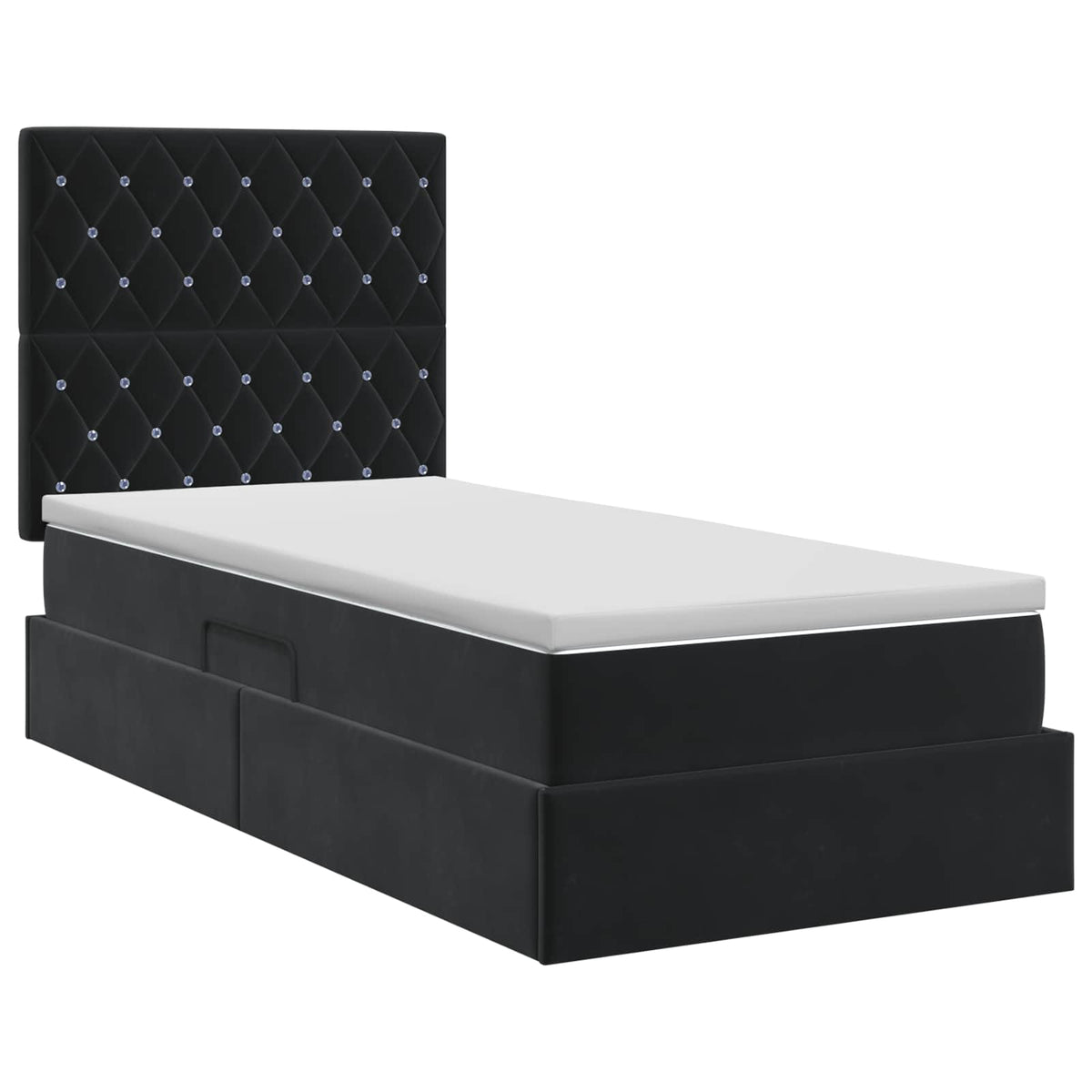 Letto con contenitore e materasso Nero 90 x 190 cm Velluto | homemem39