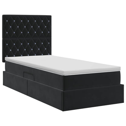 Letto con contenitore e materasso Nero 90 x 190 cm Velluto | homemem39