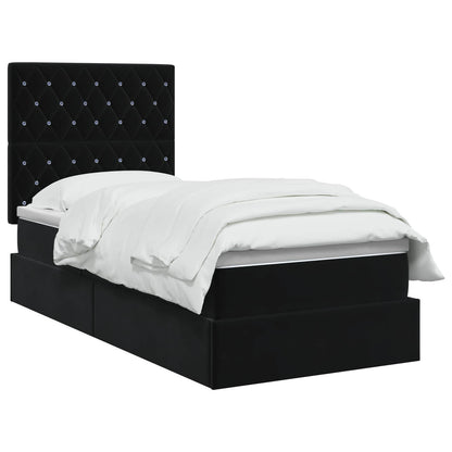 Letto con contenitore e materasso Nero 90 x 200 cm Velluto | homemem39