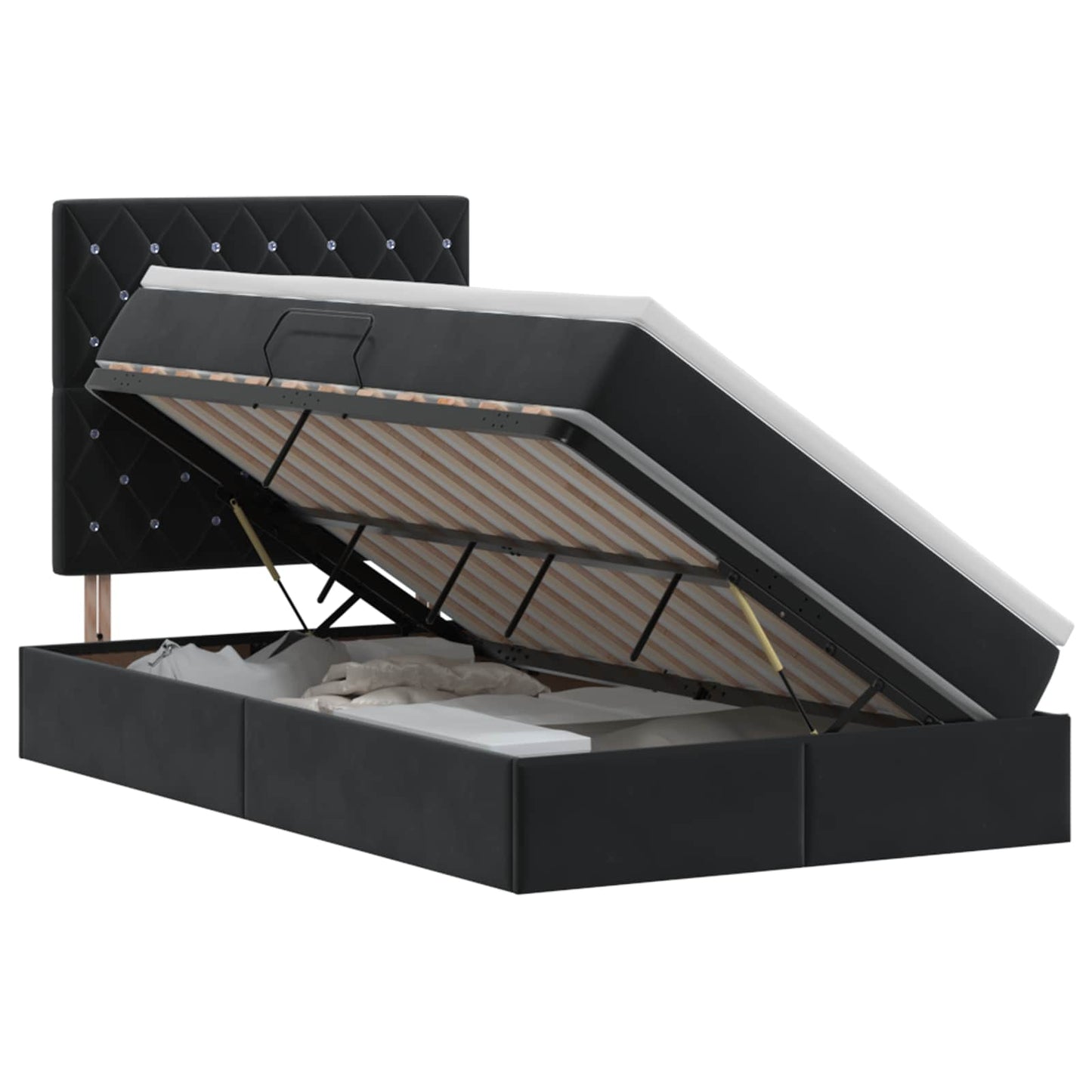 Letto con contenitore e materasso Nero 120 x 200 cm Velluto