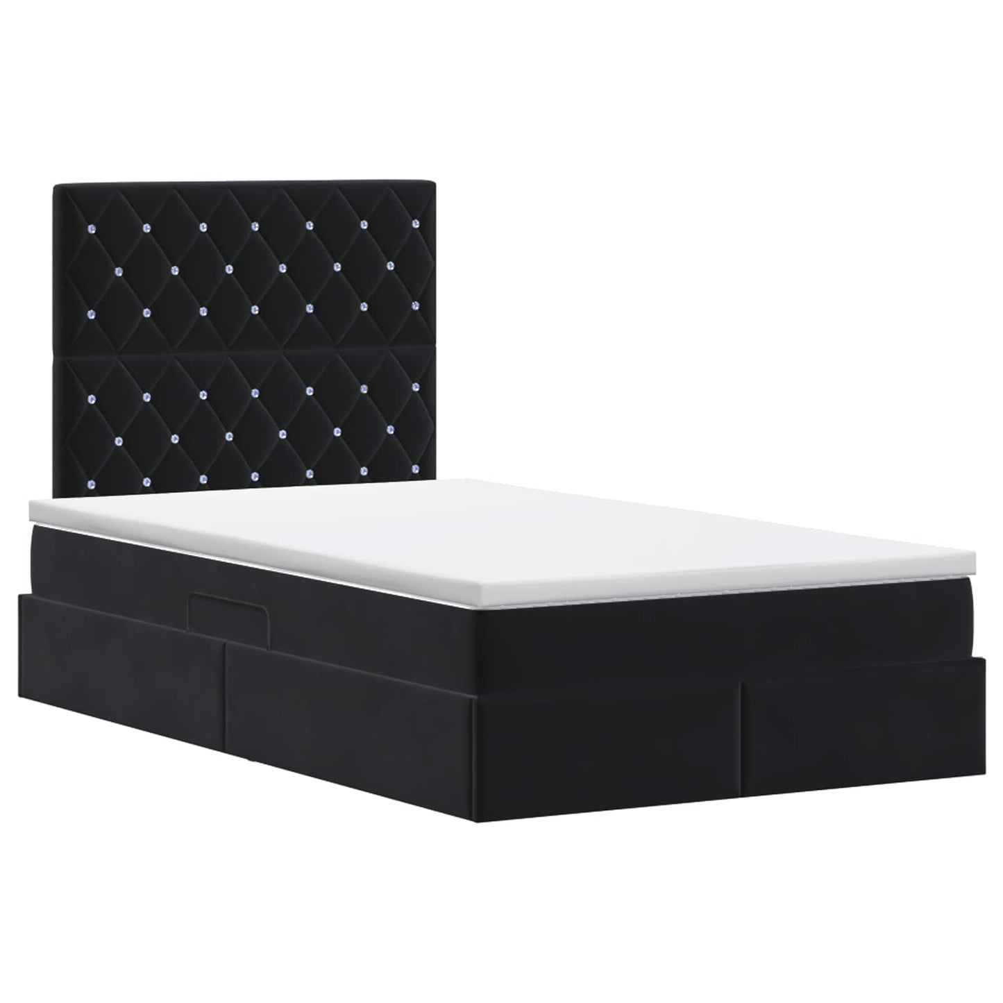 Letto con contenitore e materasso Nero 120 x 200 cm Velluto