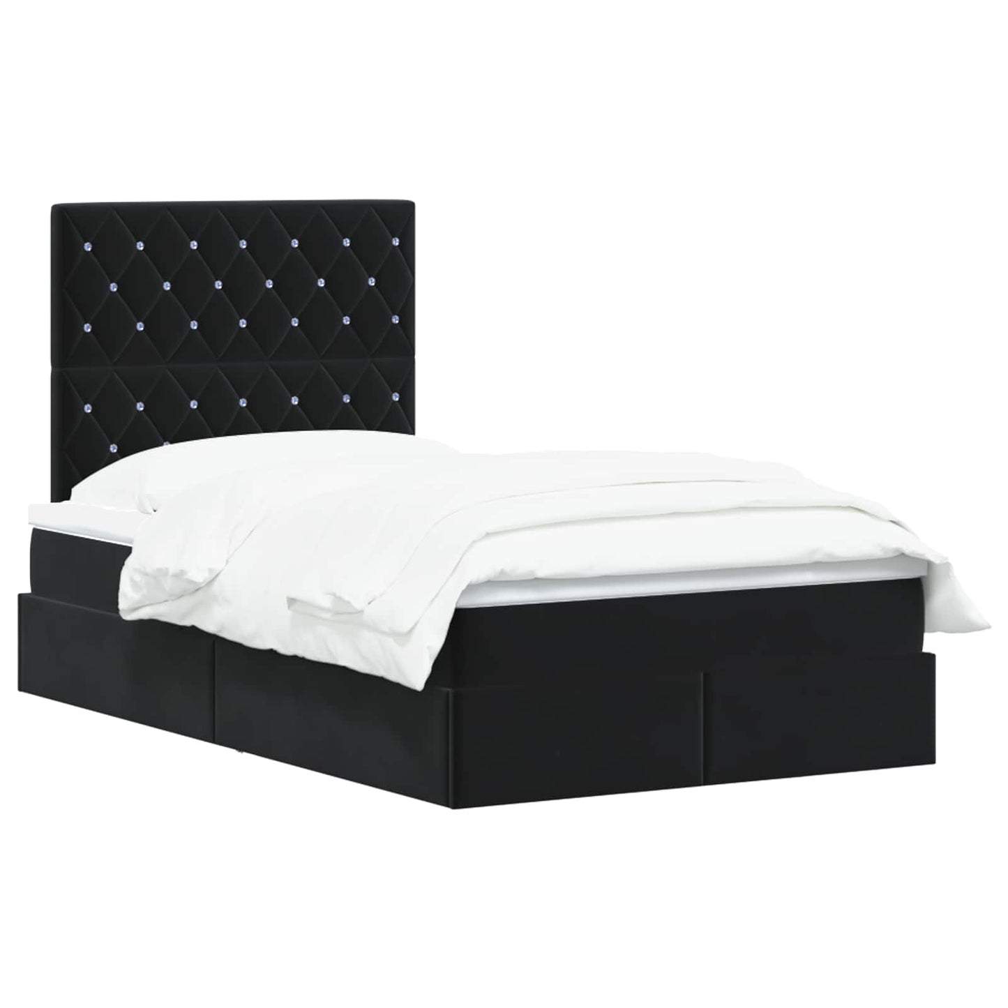 Letto con contenitore e materasso Nero 120 x 200 cm Velluto