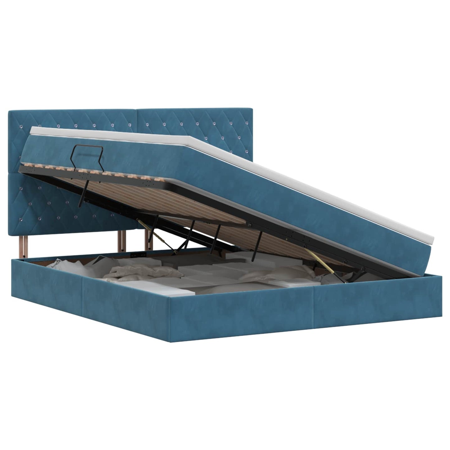 Letto con contenitore e materasso Blu Scuro 140 x 200 cm | homemem39