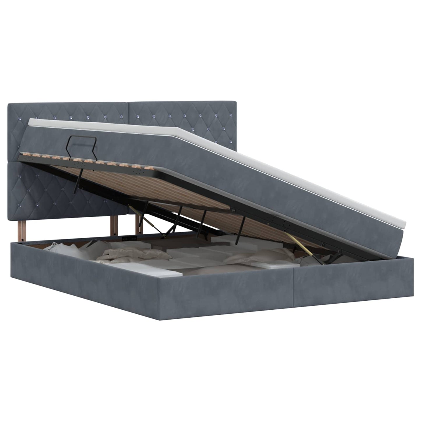 Letto con contenitore e materasso Grigio Scuro 160 x 200 cm