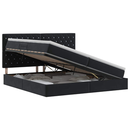 Letto con contenitore e materasso Nero 200 x 200 cm Velluto