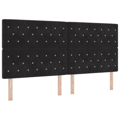 Letto con contenitore e materasso Nero 200 x 200 cm Velluto