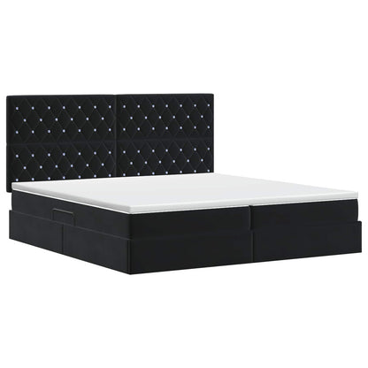 Letto con contenitore e materasso Nero 200 x 200 cm Velluto