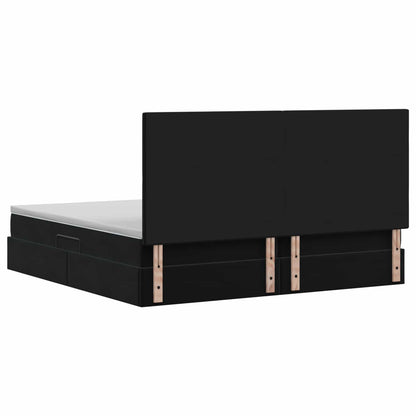 Letto con contenitore e materasso Nero 200 x 200 cm Velluto