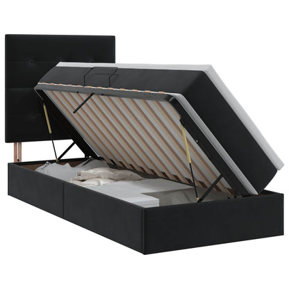 Letto con contenitore e materasso Nero 90 x 200 cm Velluto | homemem39