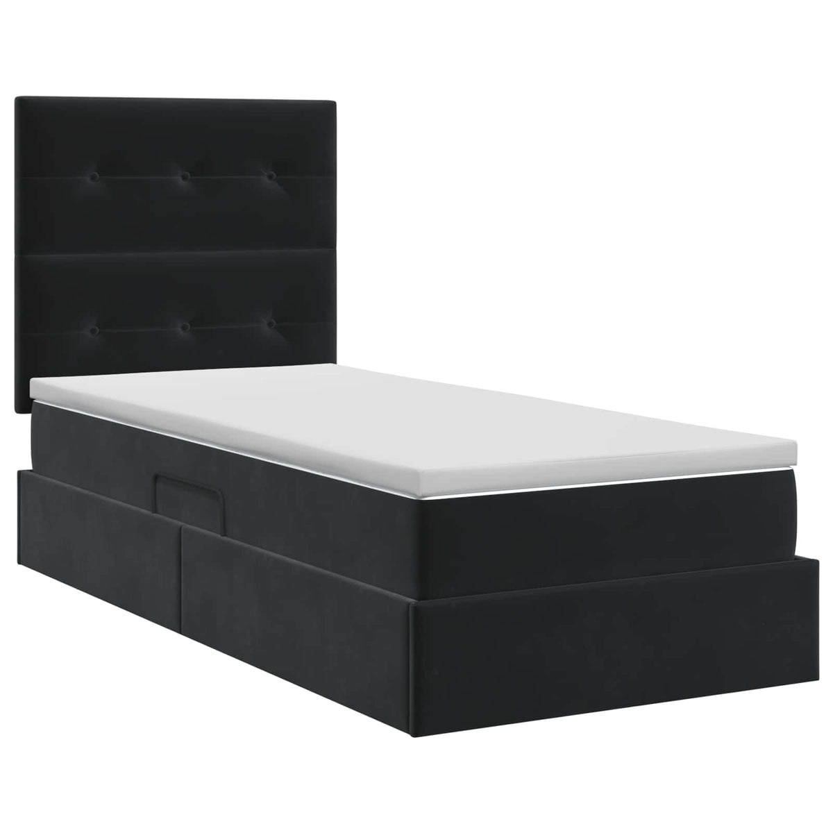Letto con contenitore e materasso Nero 90 x 200 cm Velluto | homemem39