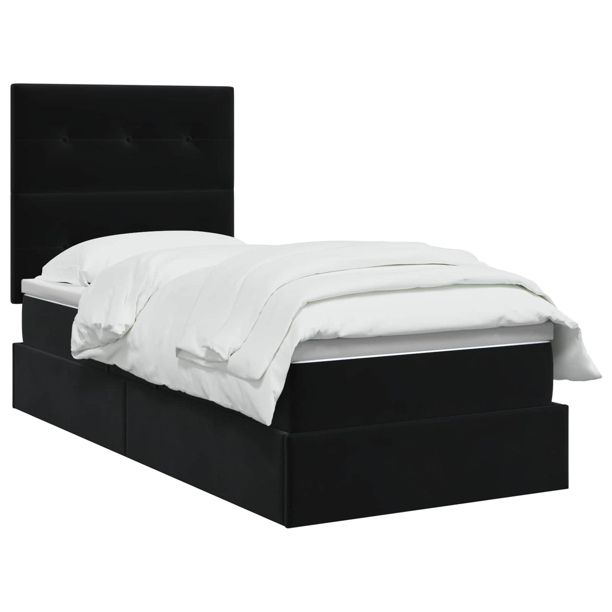 Letto con contenitore e materasso Nero 90 x 200 cm Velluto | homemem39