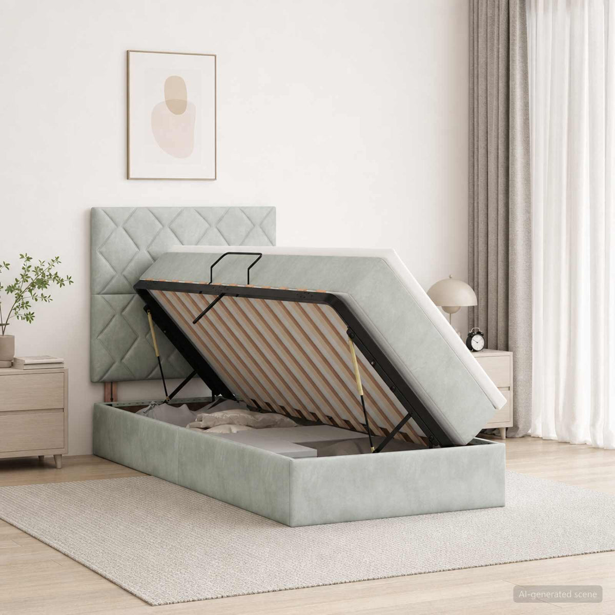 Letto con contenitore LED e materasso Grigio Chiaro 90 x 200 cm | homemem39