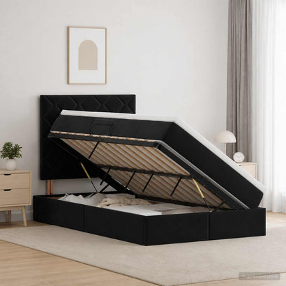 Letto con contenitore LED e materasso Nero 120 x 200 cm Velluto | homemem39