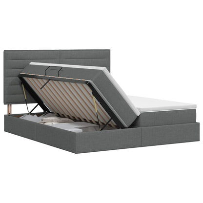 Letto con Contenitore Grigio Scuro 200 x 200 cm Tessuto - homemem39